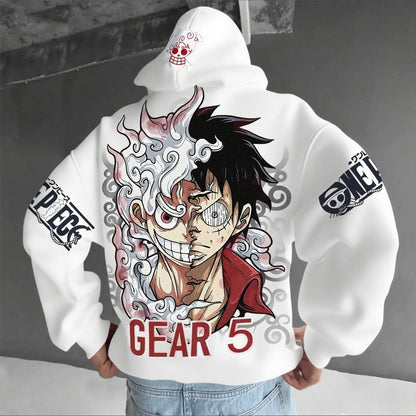 Anime Hoodie Men Women One Piece Luffy Gear 5 Nika Streetwear Casual Pullover Sweatshirt Autumn Winter Cosplay Long Sleeve Tops