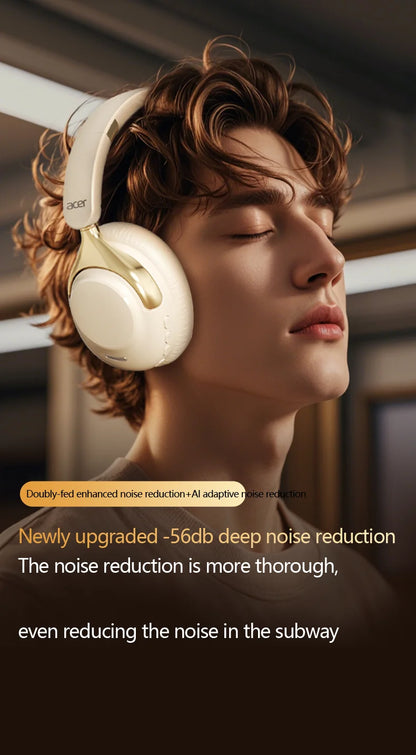 Acer OHR524 ANC Wireless Bluetooth Headphones with 360° Surround Sound, Active Noise Cancelling Over-Ear Headphones, HD Mic, Bluetooth 5.4, 100H Battery