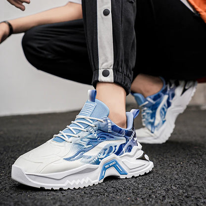 Scarpe sportive da uomo alla moda con lacci, versatili, antiscivolo, con suola spessa, comode scarpe casual da running per adolescenti, da indossare ogni giorno