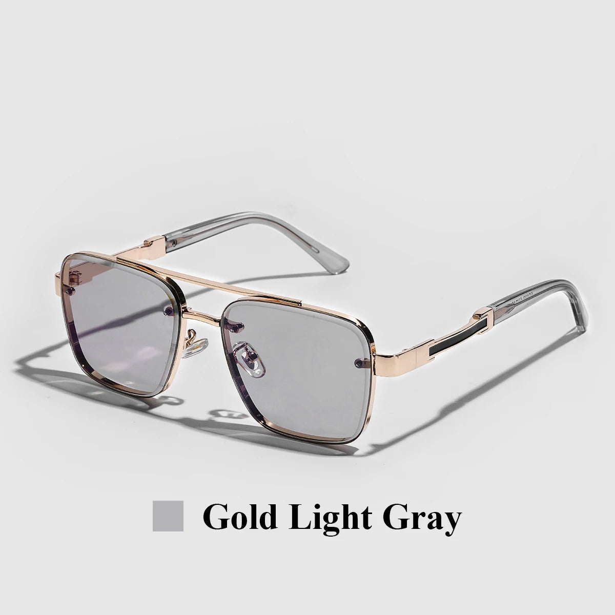 Ruiao Square Mens Designer Sunglasses Metal Frame Gradient Luxury Shades UV400 Rectangle Pilot Sun Glasses for Men