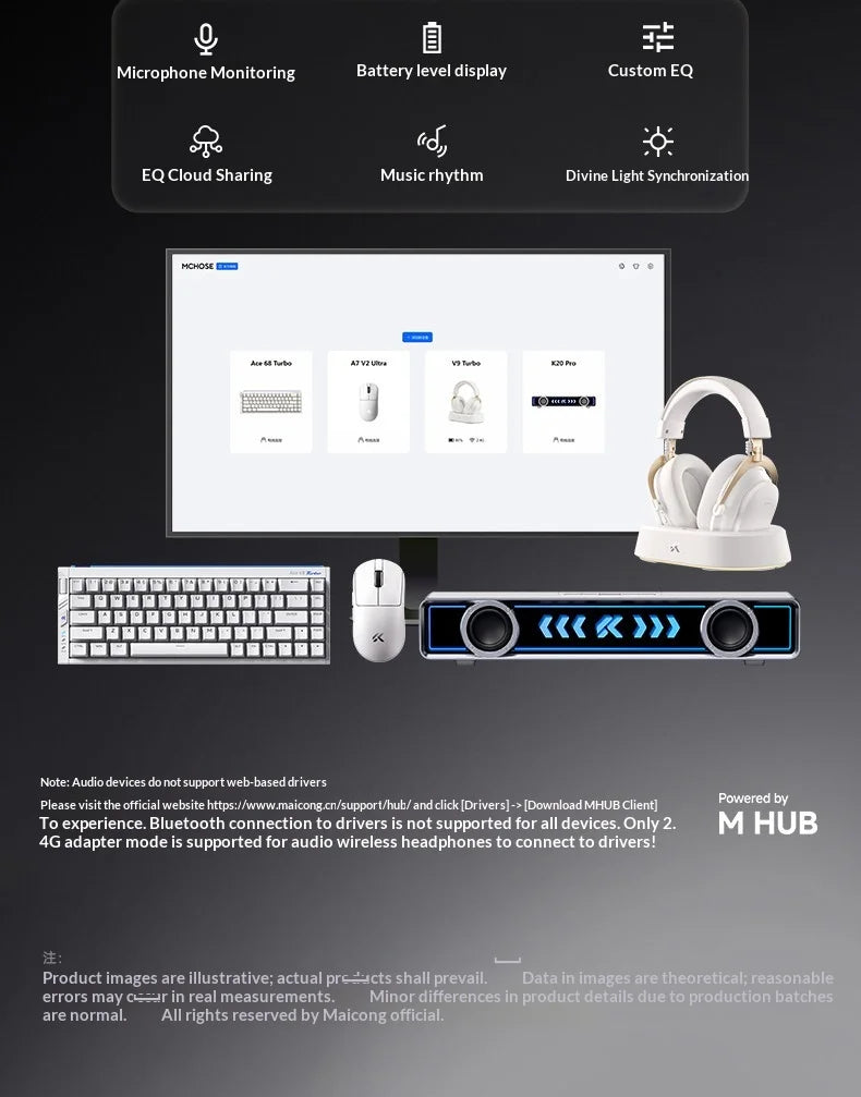 MCHOSE V9 Turbo Gaming Headset BT 2.4G Low Latency Wireless Esport With 60mm Dynamic Driver 2000mAh Magnetic Charging For Gamers