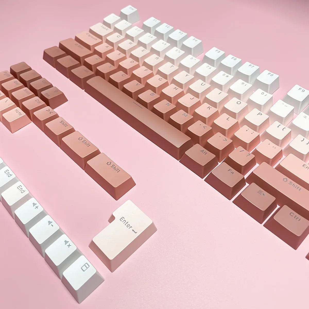 RGB-Gamer-Tastenkappen mit Farbverlauf-Hintergrundbeleuchtung für mechanische Tastaturen mit MX-Switches, OEM-Profil, PBT-Keycaps, Weiß/Blau, ISO-Layout, DIY-Tastenkappen