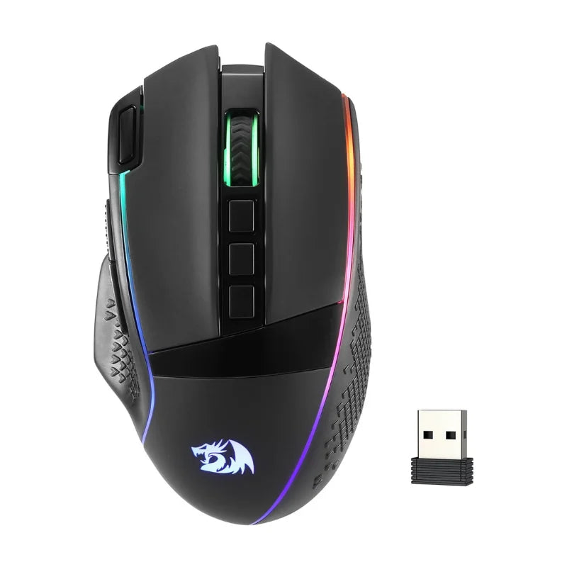 Redragon M991 kabellose Gaming-Maus 26000 DPI, 3 Modi, 9 Makro-Tasten, RGB-Hintergrundbeleuchtung, Schwarz