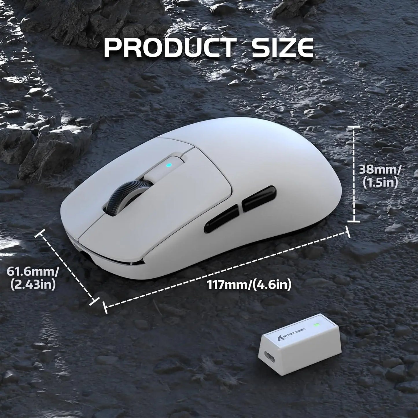 Attack Shark R6 leichte kabellose Gaming-Maus, Computermaus mit PAW 3950Max-Sensor, Nordic 52480 und 8KHz Polling