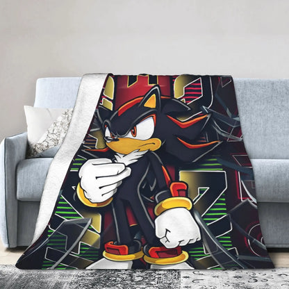 Shadow Game Blanket Soniced Cartoon Flannel Throw Blankets Summer Air Conditioning Decoration Lightweight Bedspreads