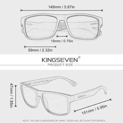 KINGSEVEN Fashion Sunglasses Wooden Men Women Round Fashion Eyewear Polarized UV400 Male Large Frame Retro Glasses