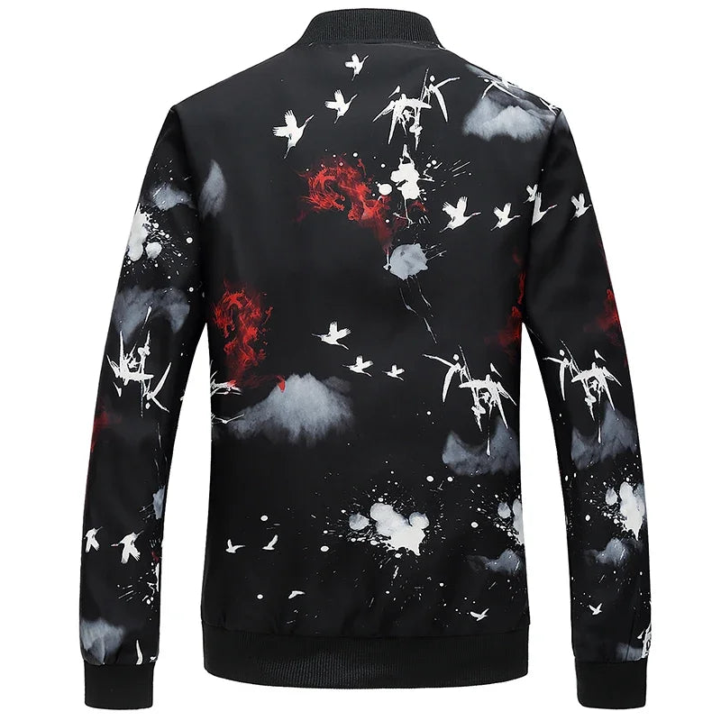 Spring and Autumn Men's Flower Jacket, Large Size Urban Casual Jacket, Multicolor Available
