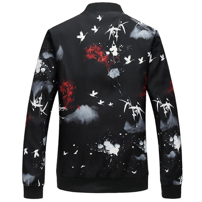 Spring and Autumn Men's Flower Jacket, Large Size Urban Casual Jacket, Multicolor Available