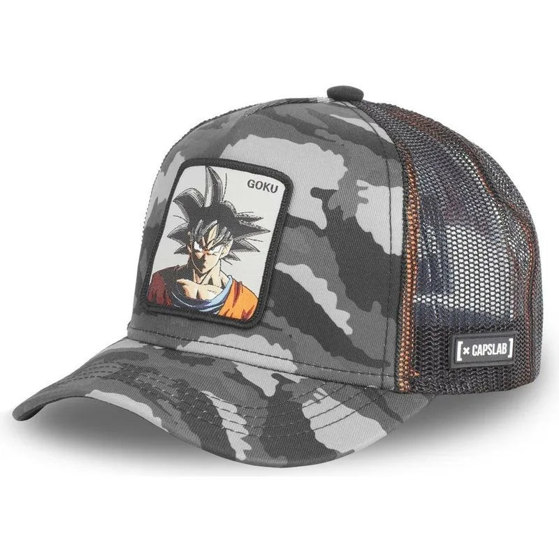 „Dragon Ball“ Son Goku kepurė, vasarinė kelioninė kepurė su snapeliu, vyriška siuvinėta hip-hop stiliaus kepurė su saulės skydeliu, reguliuojama „trucker“ stiliaus tinklinė kepurė