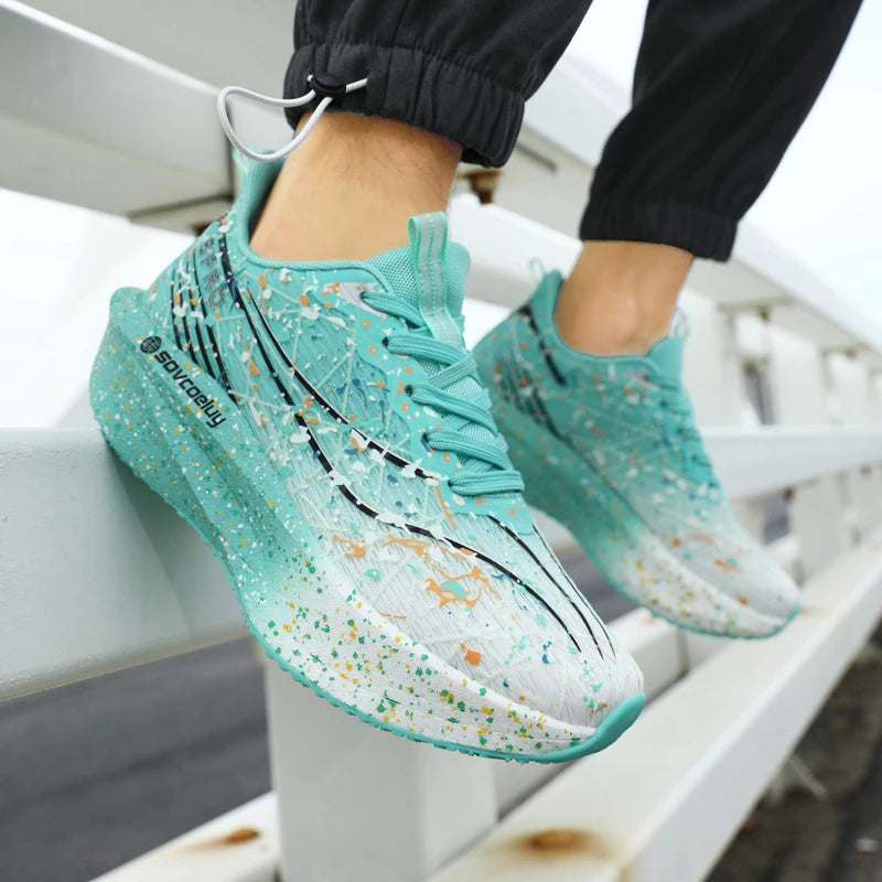 Scarpe da running uomo e donna con piastra in carbonio, ammortizzate per maratona, sportive, traspiranti, leggere, comode, antiscivolo e atletiche