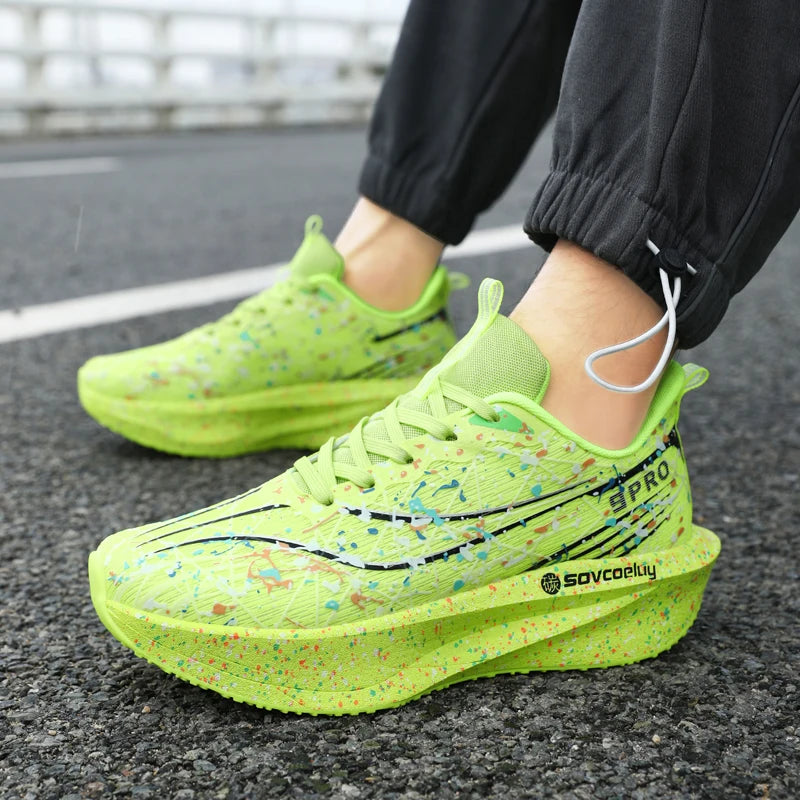 Scarpe da running uomo e donna con piastra in carbonio, ammortizzate per maratona, sportive, traspiranti, leggere, comode, antiscivolo e atletiche