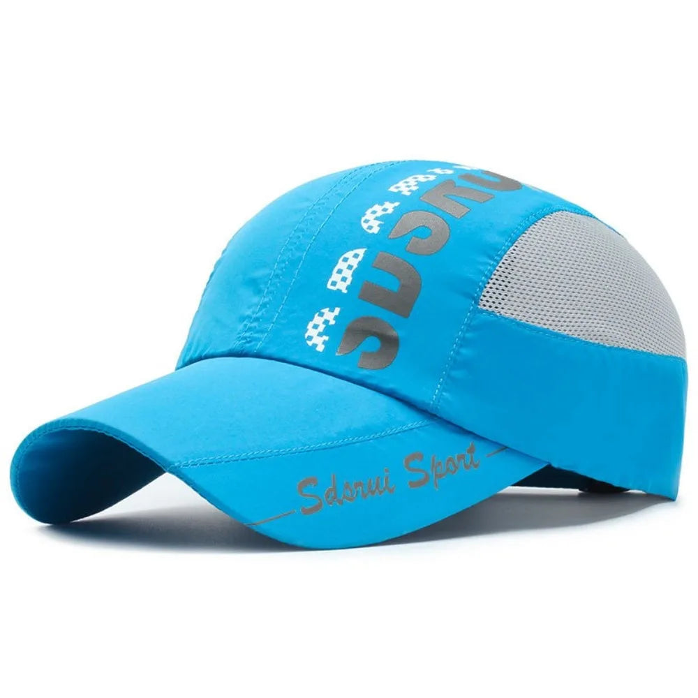 Unisex Wide Brim Mesh Baseball Cap Breathable Quick-drying Peaked Cap Adjustable Hip Hop Hats Outdoor Sports