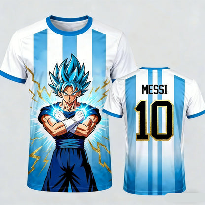2026 Summer Dragon Ball Goku "Super Saiyan 10" 3D Embroidered Breathable Quick-Dry T-Shirt for Men and Women, Family Use Top