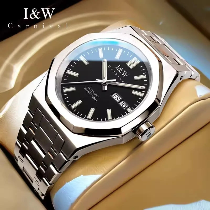 CARNIVAL Men's Mechanical Watch Brand Luxury Sapphire NH36 Movement Automatic Wrist Watches 50m Waterproof for Men