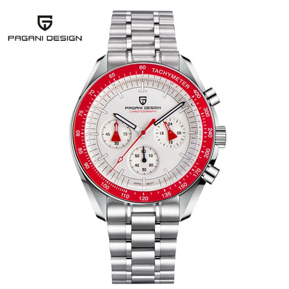 Montre pour homme PAGANI DESIGN (nouveau modèle V5 PD1701) – Chronographe sportif de type « Speed » à quartz, verre saphir avec traitement antireflet, étanche jusqu'à 100 mètres.