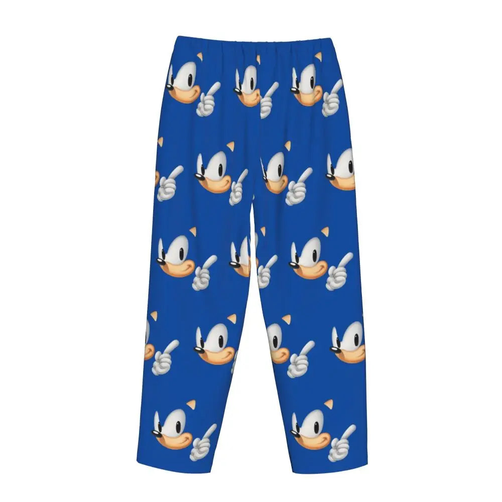 Custom Women Soniced Pajama Pants Printed Hedgehog Game Sleep Sleepwear Bottoms with Pockets