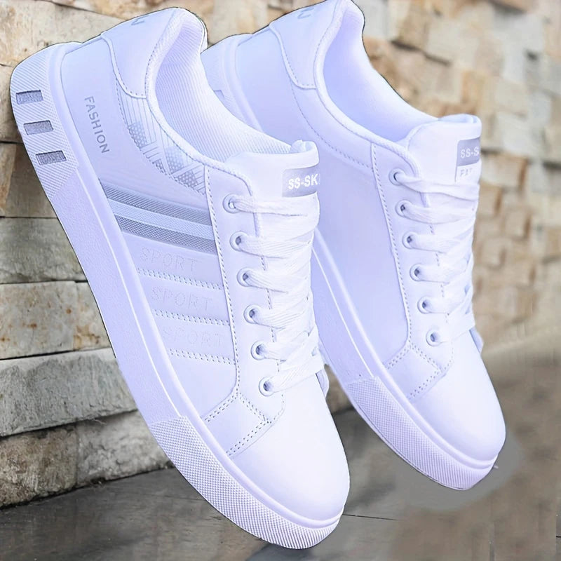 Men's Low-Top Skateboarding Sneakers - Breathable Synthetic Upper, Durable PVC Sole, Round Toe Design, Suitable for Casual and Formal Wear Skateboard Shoes, Casual Shoes, Stylish Lace-Up Design, Equipped with Comfortable Fabric