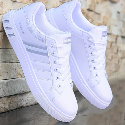 Men's Low-Top Skateboarding Sneakers - Breathable Synthetic Upper, Durable PVC Sole, Round Toe Design, Suitable for Casual and Formal Wear Skateboard Shoes, Casual Shoes, Stylish Lace-Up Design, Equipped with Comfortable Fabric