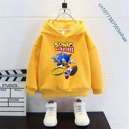 Kids Thick Hoodie with Cute Sonic Anime Pattern Soft Fashion Sweatshirt Clothing Perfect Outfits Gifts for Boys and Girls