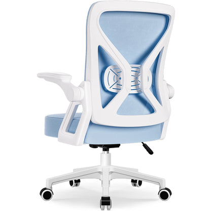 AUTHMIC Ergonomic Office Chair Mesh Back Lumbar Support Flip-Up Armrests Reclining Adjustable Height for Home Office Desk Work