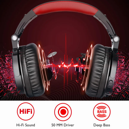 OneOdio 110H kabelloses Bluetooth 5.2 Gaming-Headset – 110H Akkulaufzeit, Over-Ear-Kopfhörer mit tiefem Bass und Mikrofon, kabelgebundenes & kabelloses 2-in-1-Headset für PC und PS4