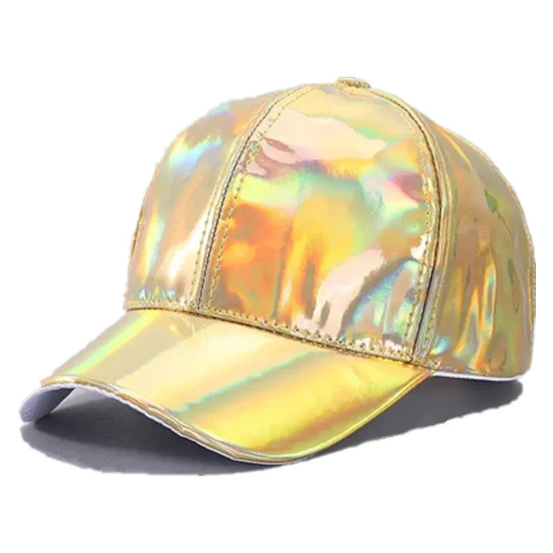 Casquette de baseball unisexe en cuir PU style « laser », look streetwear et hip-hop, pour hommes et femmes, couleurs éclatantes, casquette Y2K