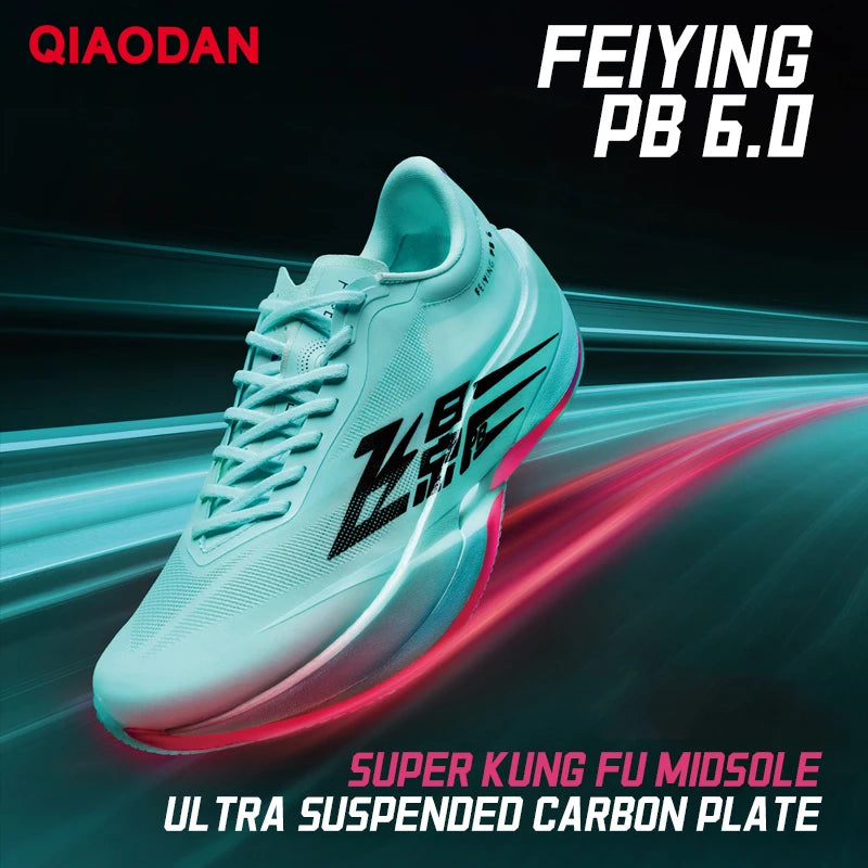 QIAODAN Feiying PB6.0 Homem 2026 Sapatilhas Desportivas de Competição para Maratona Novas com Placa de Carbono Suspensa Integral QDB023261299