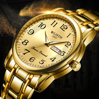 Luxusuhr für Damen, Quarzuhr, digitale Armbanduhr, wasserdicht, mit Kalender und Leuchtanzeige; modischer und professioneller Stil, auch für Herren geeignet.