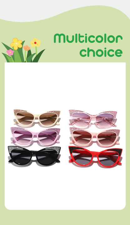 Lovely Cat Eye Children Sunglasses Shiny Bowknot Sun Glasses Kids Cute Baby Eyewear Trend Girls Boy Eyeglasses