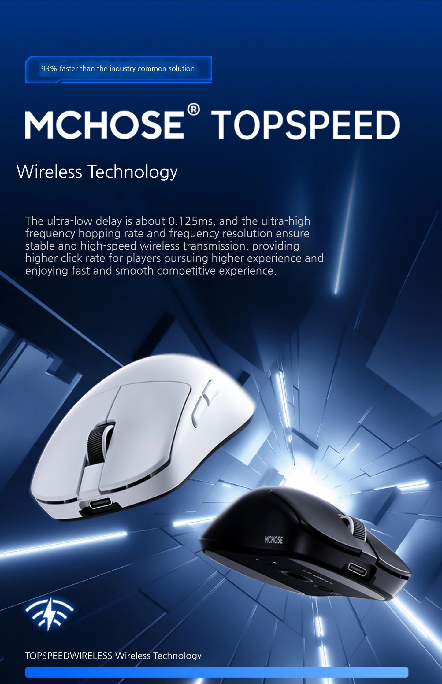 MCHOSE L7 Ultra+ Rato de Mão Médio Grande para Gaming e E-Sports Paw3950 Sem Fios de Três Modos, Leve, para Escritório, Rato de Computador Dual-Drive