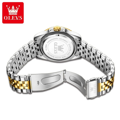 OLEVS herenhorloge – Luxe horloge, professionele stijl, waterdicht, met datumweergave, lichtgevende wijzers, roestvrijstalen kast en blauwe wijzerplaat – Kwartshorloge