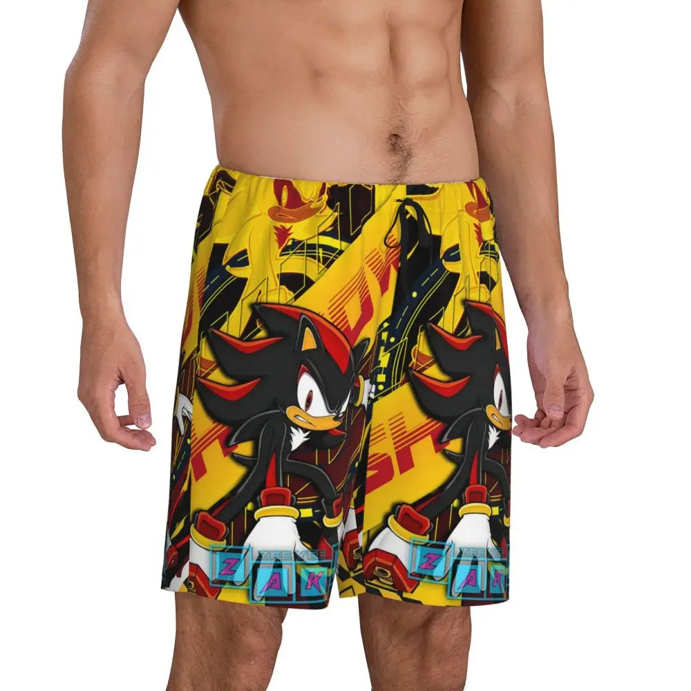 Custom Shadow The Hedgehog Sonic Poster Short Pajama Pants Men Sleepwear Sleep Lounge Bottom Shorts Sleeping Pants