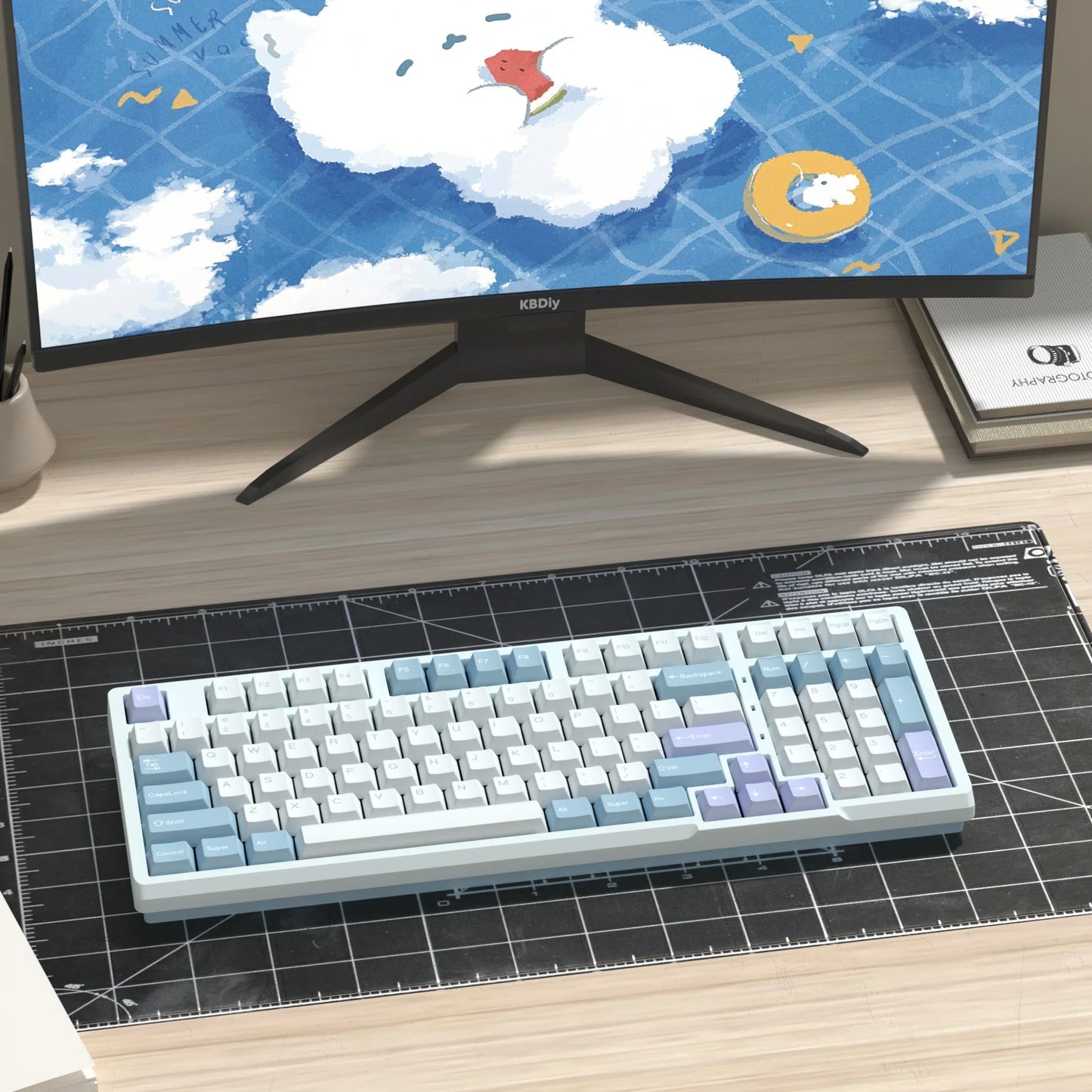 KBDiy GMK Illusion Keycap Perfil Cherry Double Shot PBT ISO Teclas para Kit de Teclado Mecânico Gamer Gaming Point Retro