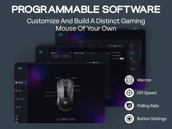 AULA SC590 PRO kablet/Bluetooth/2.4GHz trådløs gamingmus 20000 DPI og PAW3311-sensor med 1000 polling rate til Win/Mac/gaming