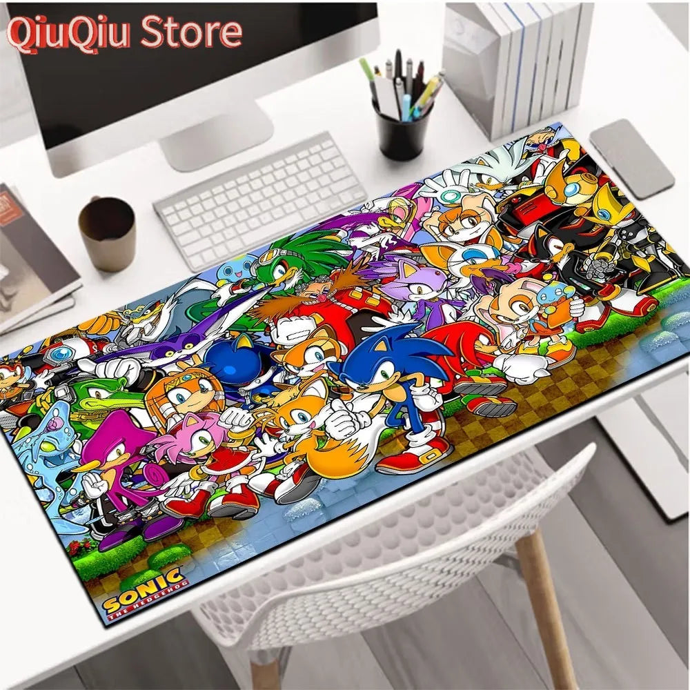 Sonic Desk Mat Smooth Table Mat Large Extended Gaming Mouse Pad Keyboard Pad For Computer