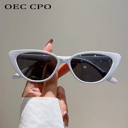 OEC CPO Small Frame Cat Eye Sunglasses Women 2024 Fashion Leopard Color Shades UV400 Sun Glasses Female Trending Eyewear Men