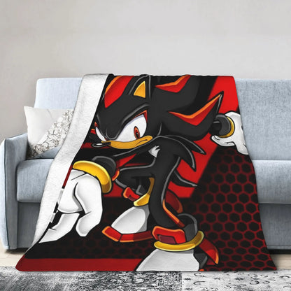 Shadow Game Blanket Soniced Cartoon Flannel Throw Blankets Summer Air Conditioning Decoration Lightweight Bedspreads