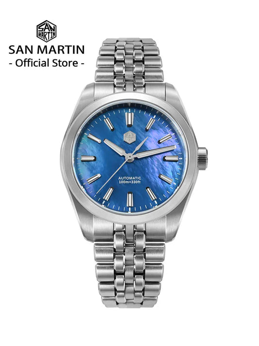 San Martin 39mm MOP Dial Sport Gada Watch Luxury Dress Men's Miyota 90S5 Automatic Mechanical Wristwatch Waterproof 100m SN0144