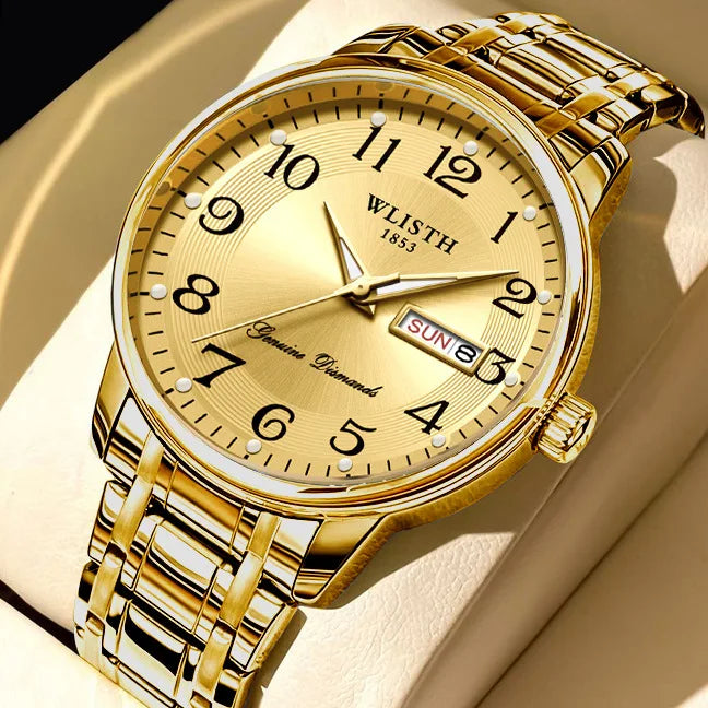 Luxusuhr für Damen, Quarzuhr, digitale Armbanduhr, wasserdicht, mit Kalender und Leuchtanzeige; modischer und professioneller Stil, auch für Herren geeignet.