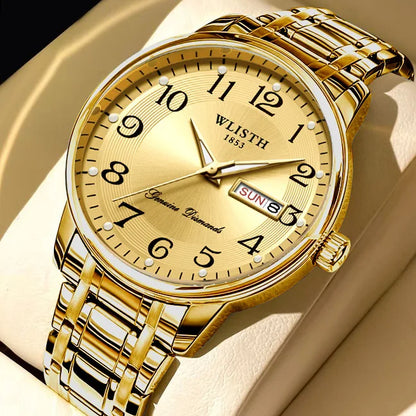 Luxusuhr für Damen, Quarzuhr, digitale Armbanduhr, wasserdicht, mit Kalender und Leuchtanzeige; modischer und professioneller Stil, auch für Herren geeignet.