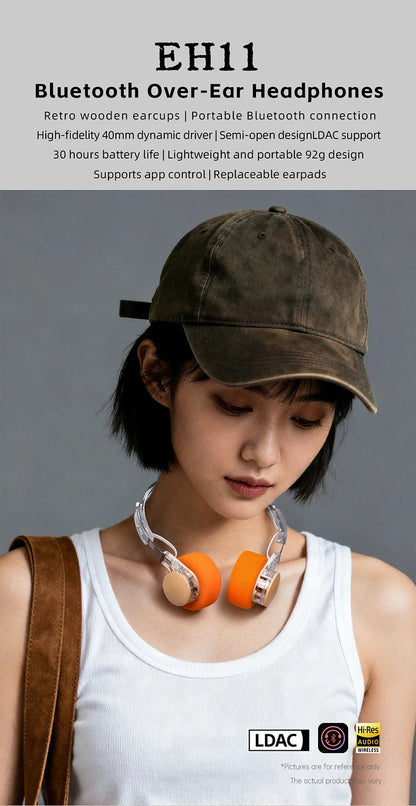 Cuffie Bluetooth on-ear FIIO EH11 – Headset wireless Hi-Res LDAC con bassi potenti, batteria 30H, connessione a doppio dispositivo e design rétro leggero