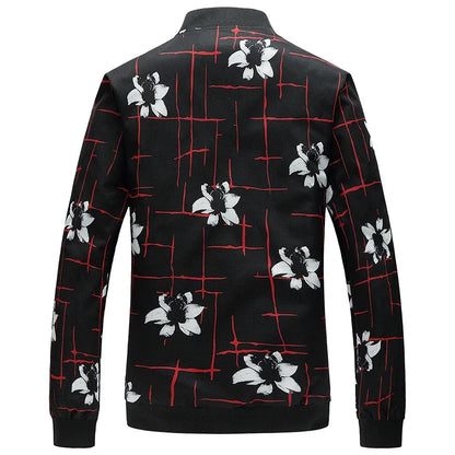 Spring and Autumn Men's Flower Jacket, Large Size Urban Casual Jacket, Multicolor Available