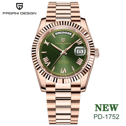 PAGANI DESIGN New DD36 Rose Gold Luxury Automatic Mechanical Watch For Men ST16 100M Waterproof AR Sapphire Glass Wristwatch Men