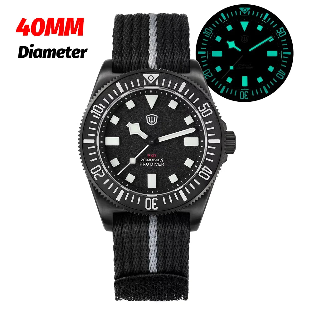 Watchdives EXD 40Mm Titanium Dive Watch Man VH31 Sweep Quartz Watches 200 Waterproof Ar Sapphire BGW9 Luminous 316L Wristwatch