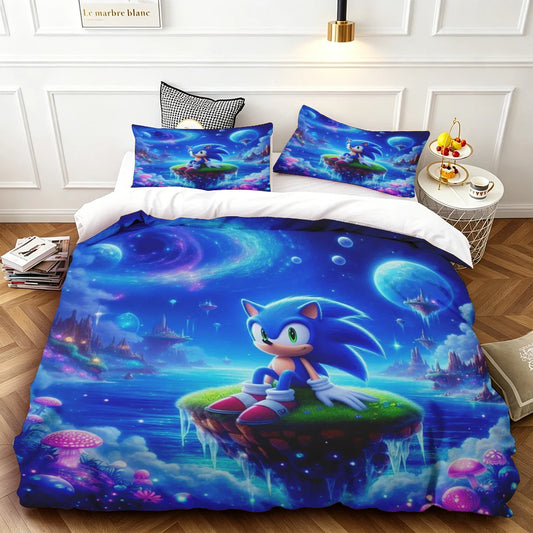 Cartoon Kids Sonics Duvet Cover Cool Bedding Set Comforter Cover with Pillowcase Queen King Bedroom Children Teens beautiful