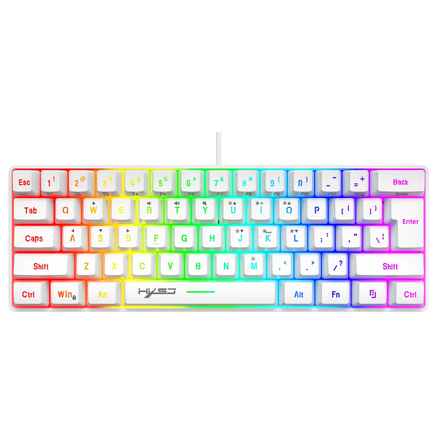 Neue Mini-Gaming-Tastatur, kabelgebundene Slim-Membrantastatur mit 61 Tasten, Touch-RGB-Beleuchtung und mehreren Schnellzugriffstasten-Kombinationen, geeignet für Gaming und Büro
