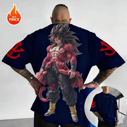 Summer Dragon Ball Retro Anime T-Shirt Men's Super Saiyan4 Goku Casual Loose Sports Daily Short Sleeve Crew Neck Relaxed FitTee