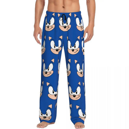 Custom Print Men's Soniced Pajama Pants Hedgehog Game Sleepwear Sleep Lounge Bottoms with Pockets
