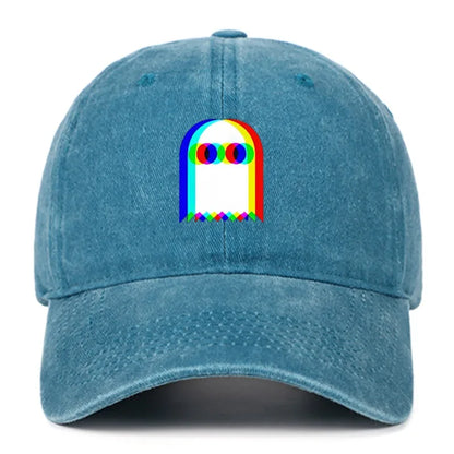 Colorful ghost print baseball cap suitable for daily dressing up and Halloween parties, adjustable outdoor sun protection hat