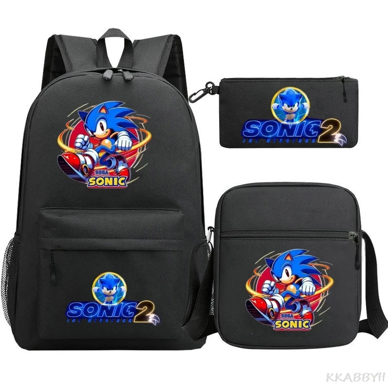 Sonic Backpacks Student School Bags for Teen Men Women Tote Bag Clutch Pocket Nylon Backpacks Travel Mochilas